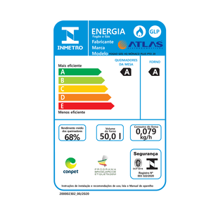 Fogão Mônaco Plus Mesa Inox  4 Bocas com Acendimento Automático Preto - 300000714 - Atlas