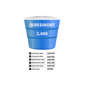 Caixa D'água em Fibra de Vidro 2000L - 004 - Resinort